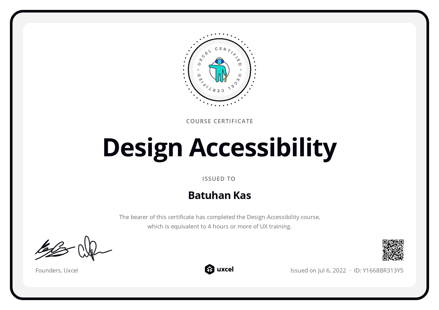 Batuhan Kas's certificate